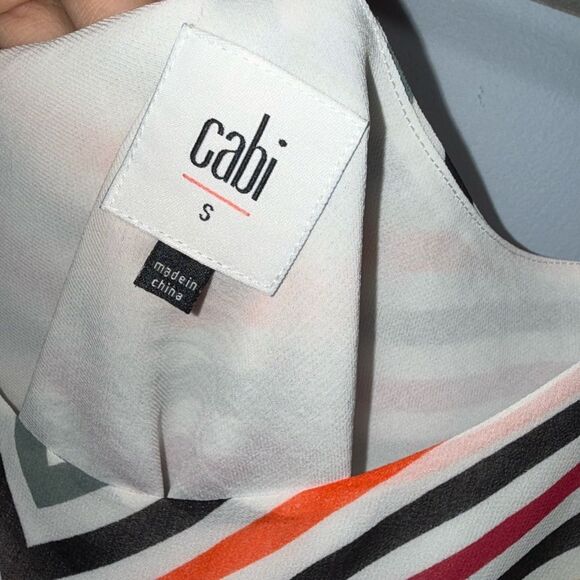 Cabi #5043 Linea Multicolor Rainbow Striped Chiffon Tank Top Blouse Small EUC - Picture 5 of 8